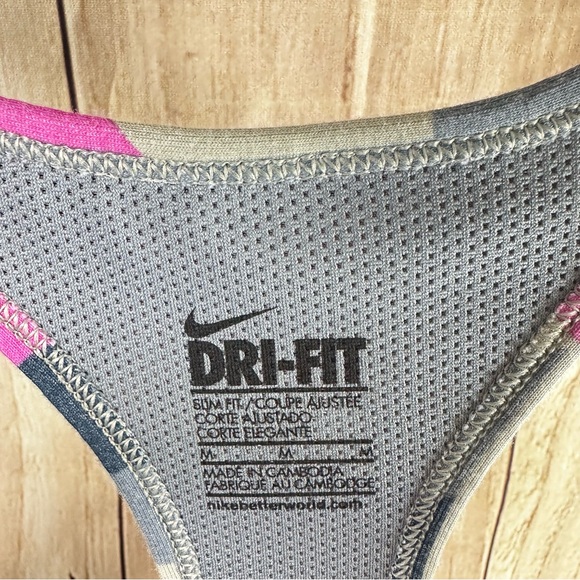 Nike Dri-fit Slim Fit Pink and Gray Chevron Racerback Tank Top - Picture 4 of 10